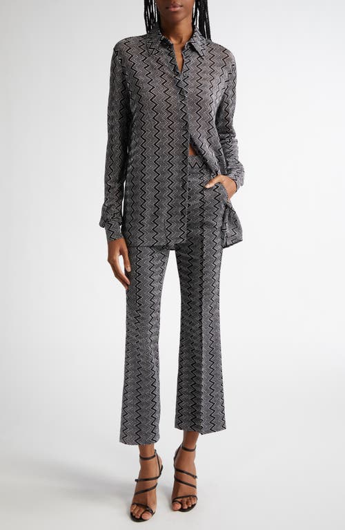 Shop Missoni Metallic Zigzag Button-up Shirt In Black And Silver