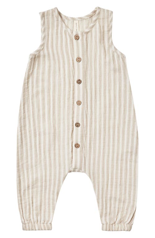 QUINCY MAE Stripe Organic Cotton Romper Vintage-Stripe at Nordstrom,