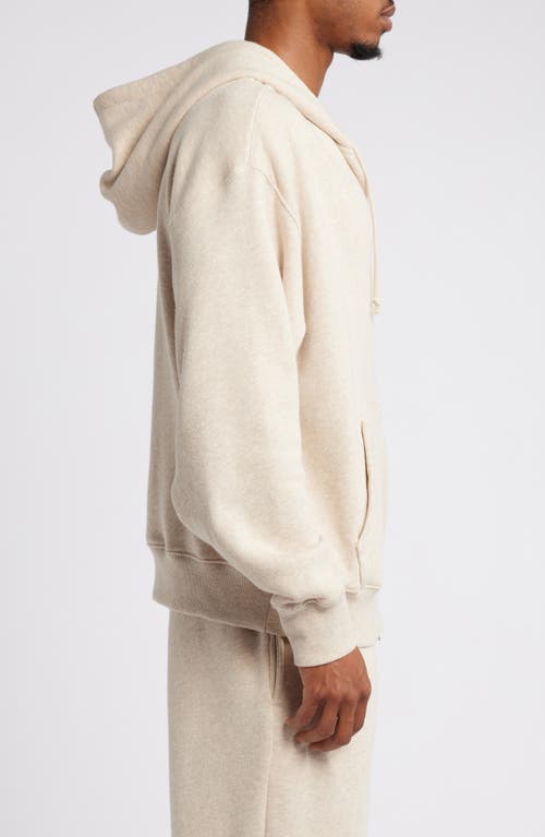 Shop Elwood Core Oversize Terry Full Zip Hoodie In Oatmeal