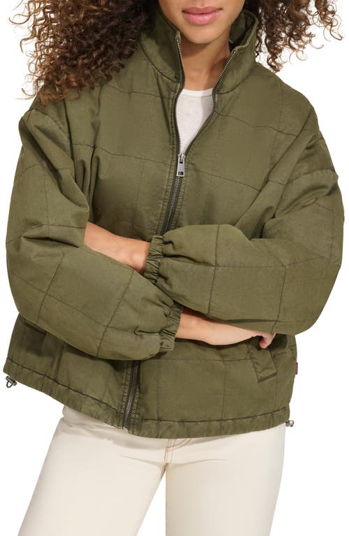 Shop Levi's Box Quilted Water Resistant Cotton Jacket In Olive