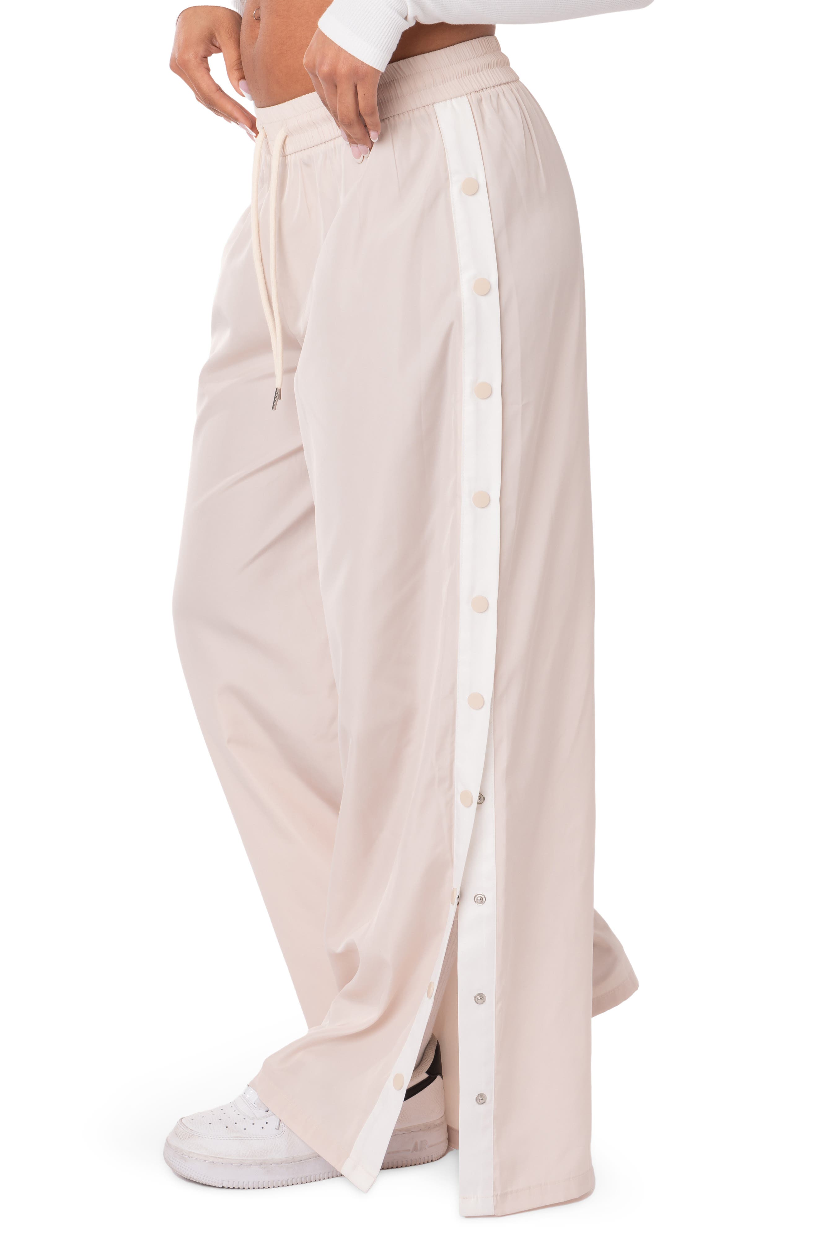 EDIKTED Side Snap Wide Leg Track Pants Nordstrom