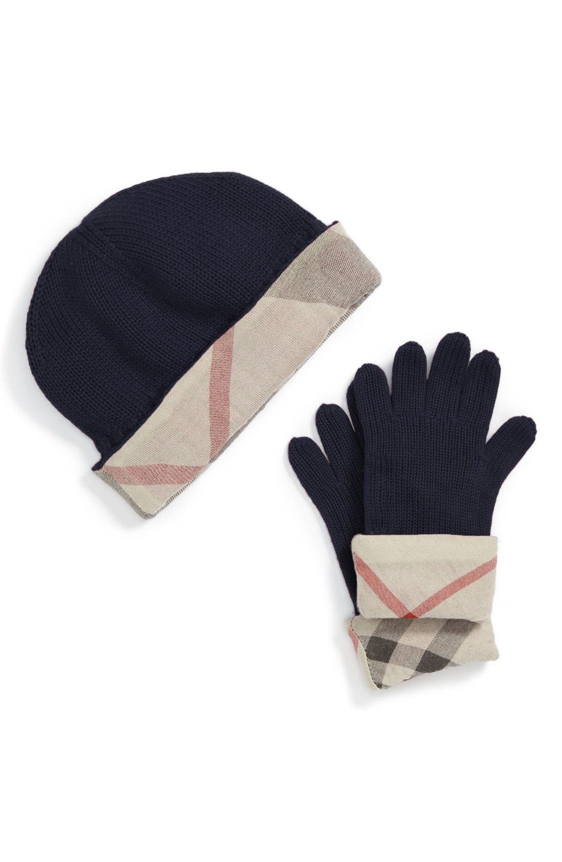 Burberry Cashmere Blend Hat & Gloves Gift Set (Girls) Nordstrom