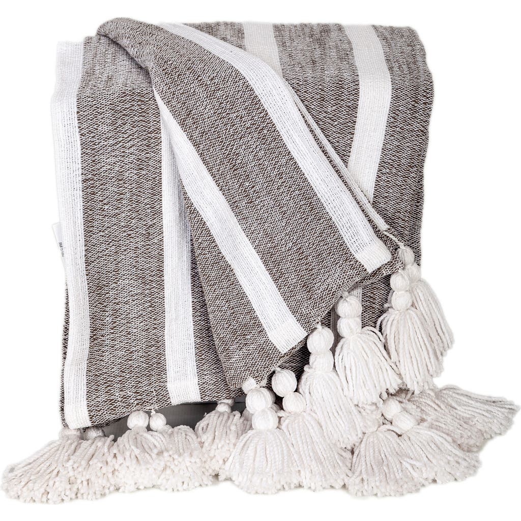 Parkland Collection Nara Stripe Tassel Throw Blanket In Charcoal