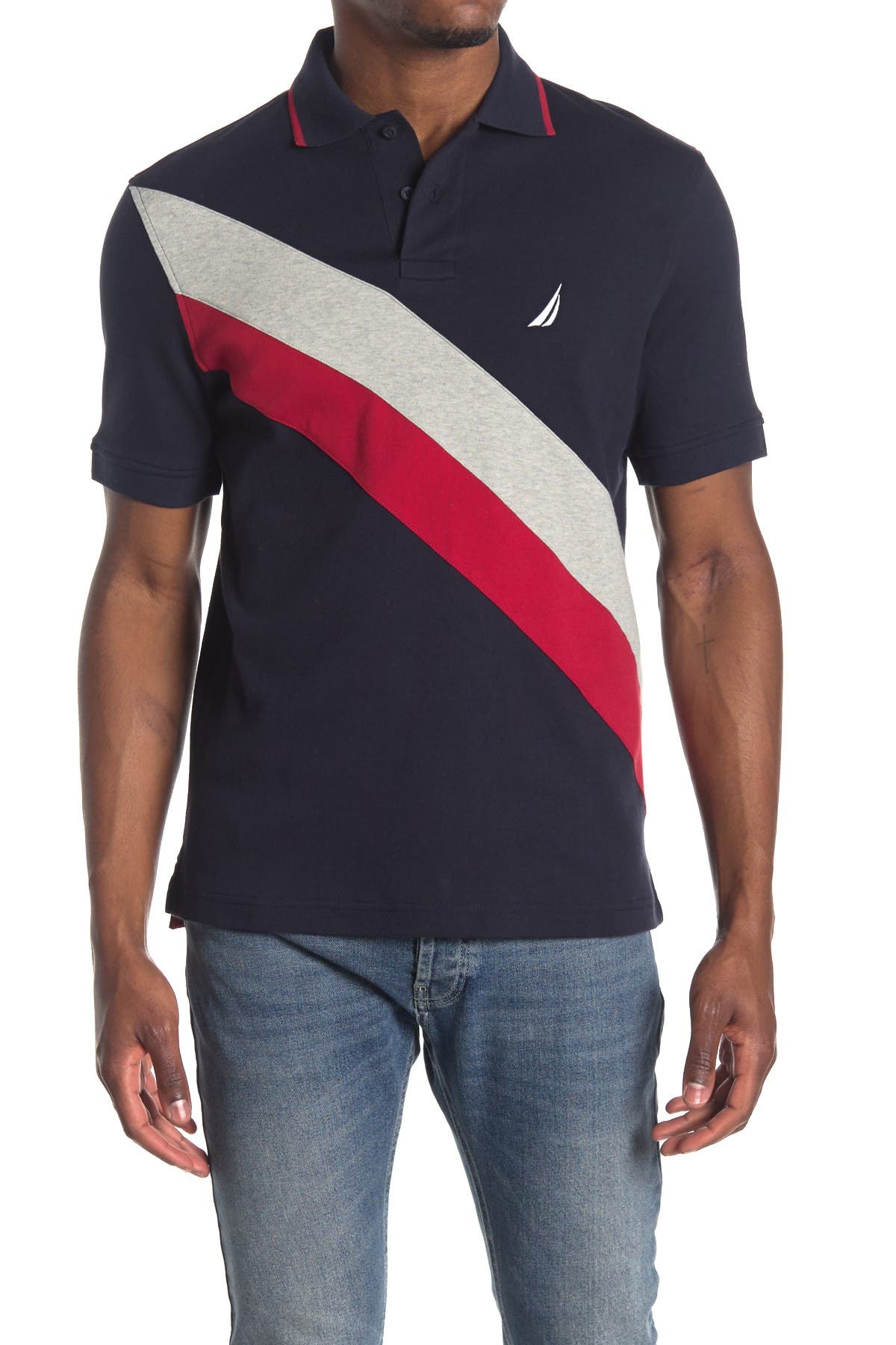 diagonal stripe polo shirt