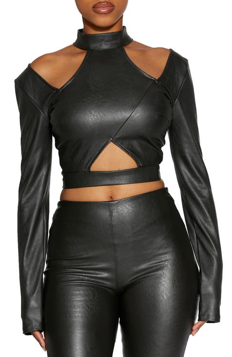 Women S Faux Leather Tops Nordstrom, Black Leather Top