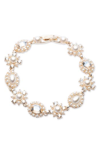 Shop Marchesa Precious Imitation Pearl Bracelet In Gold/pearl