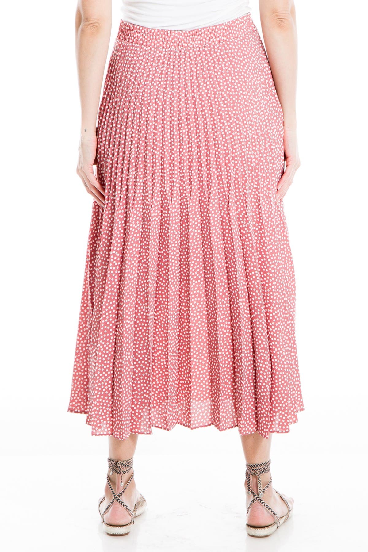 Max Studio Pleated Midi Skirt In Bright Pink