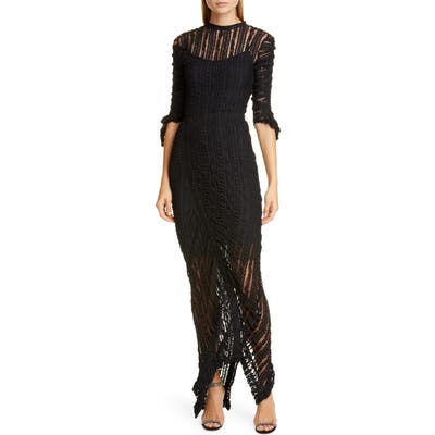 Preen By Thornton Bregazzi Ellison Stretch Lace Gown, Black