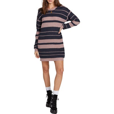Volcom Move On Up Long Sleeve Sweater Dress, Pink