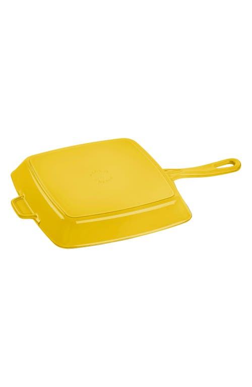 Shop Staub 12-inch Square Enameled Cast Iron Grill Pan In Citron