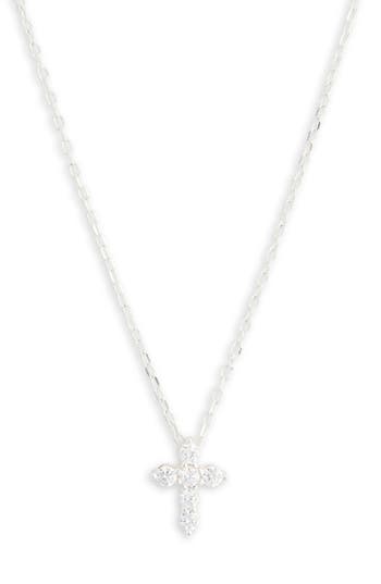 Argento Vivo Sterling Silver Cubic Zirconia Cross Pendant Necklace In Silver