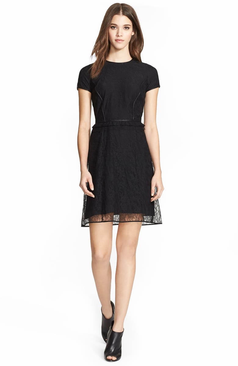 Burberry Prorsum Chantilly Lace Dress with Leather Trim | Nordstrom