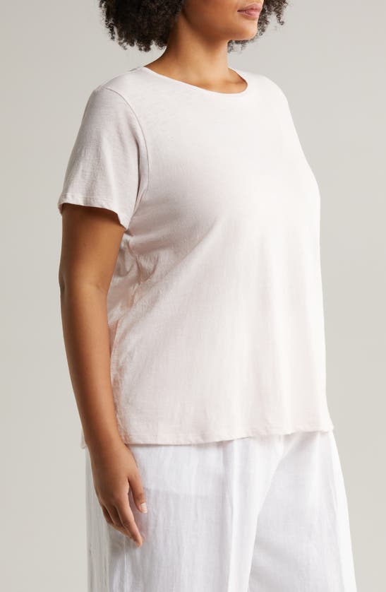 Shop Eileen Fisher Crewneck Organic Cotton T-shirt In Crystal Pink