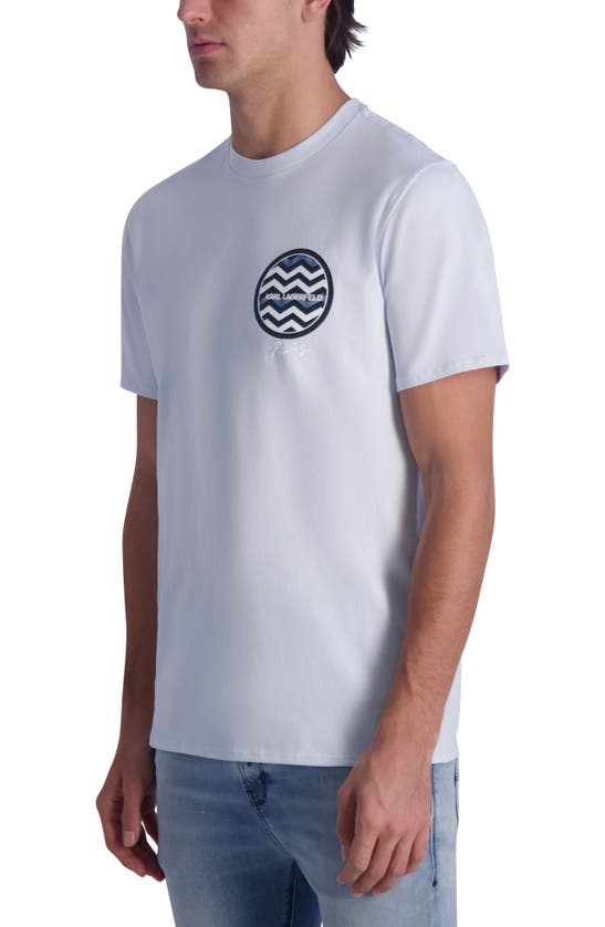 Shop Karl Lagerfeld Paris Circle Logo Cotton T-shirt In Light Blue Com