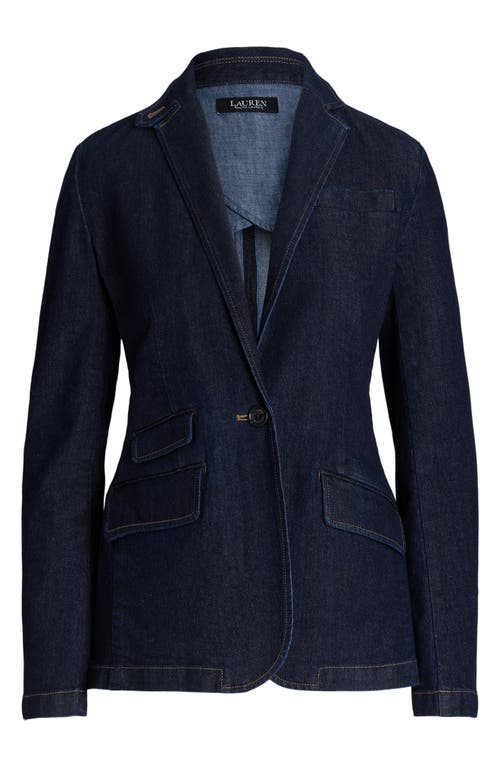 Shop Lauren Ralph Lauren Denim Blazer In Deep Indigo Wash