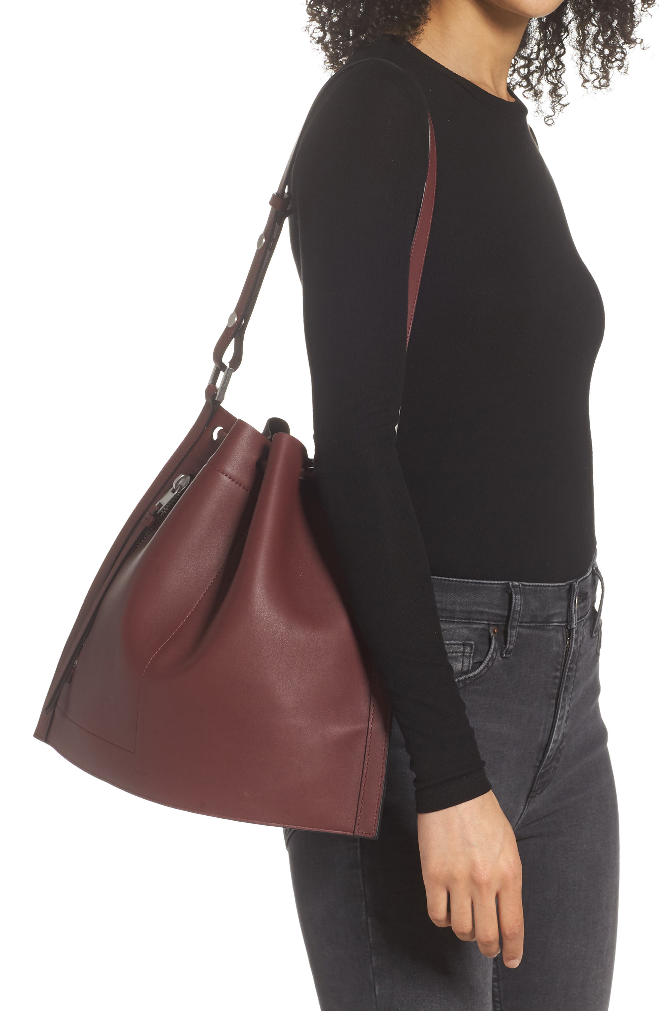 allsaints lear leather backpack