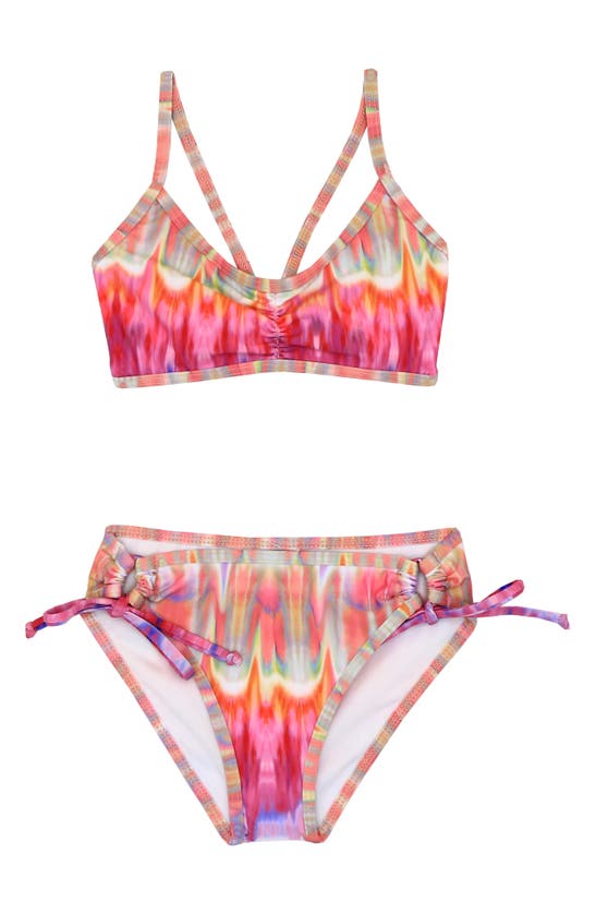 Beach Lingo Kids' Two-piece Bralette Swimsuit In Pink Tie-dye | ModeSens