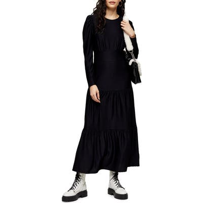 Topshop Long Sleeve Tiered Dress, US (fits like 2-4) - Black
