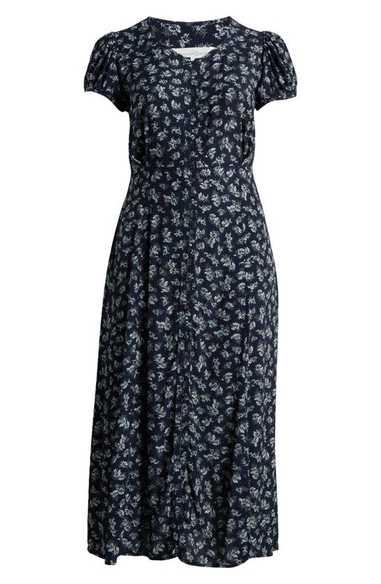 Shop Treasure & Bond Floral Woven Maxi Dress In Navy- Beige Lillith Floral
