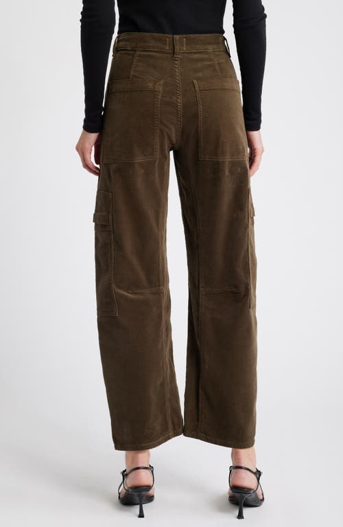 Shop Citizens Of Humanity Marcelle Low Rise Barrel Corduroy Cargo Pants In Costes/dark Green