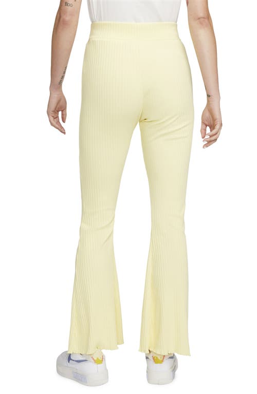 Shop Nike Sportswear Rib Flare Pants In Lemon Chiffon/white