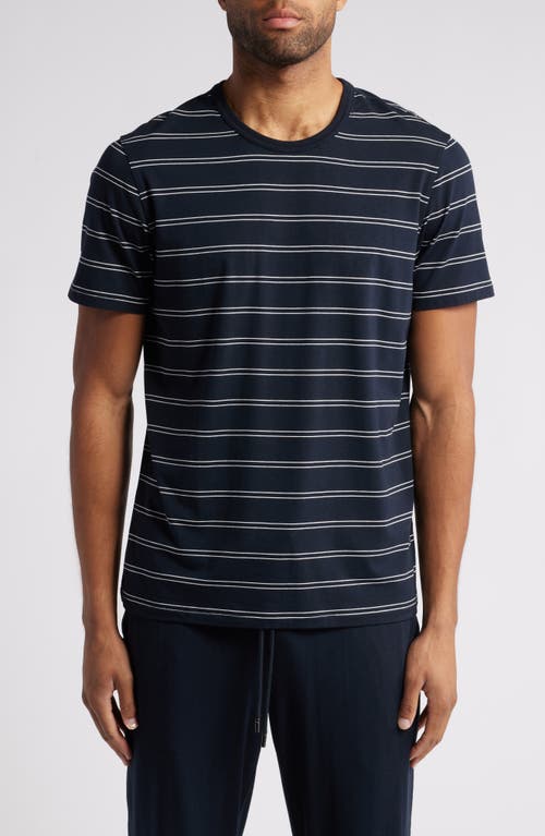 Daniel Buchler Stripe Cotton & Modal Pajama T-shirt In Dark Navy Stripe