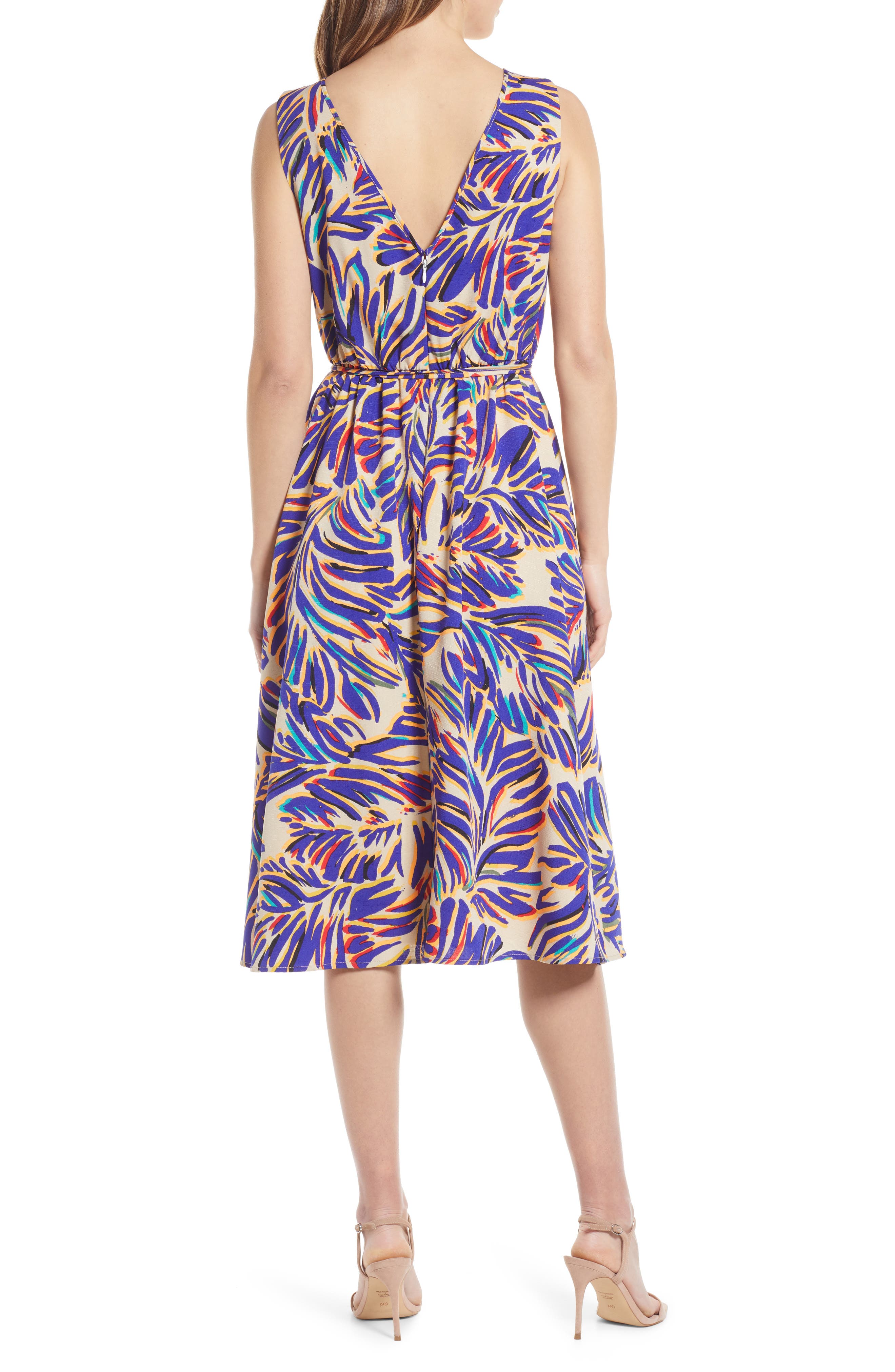 tahari asl printed midi dress