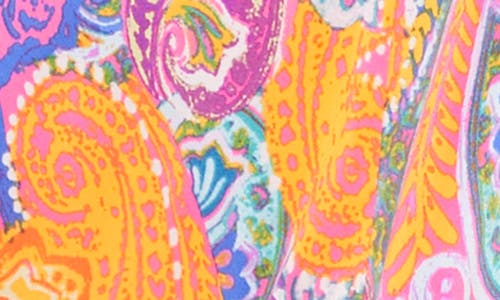 Chaus V-neck Belted Midi Dress In Pink/mango/violet