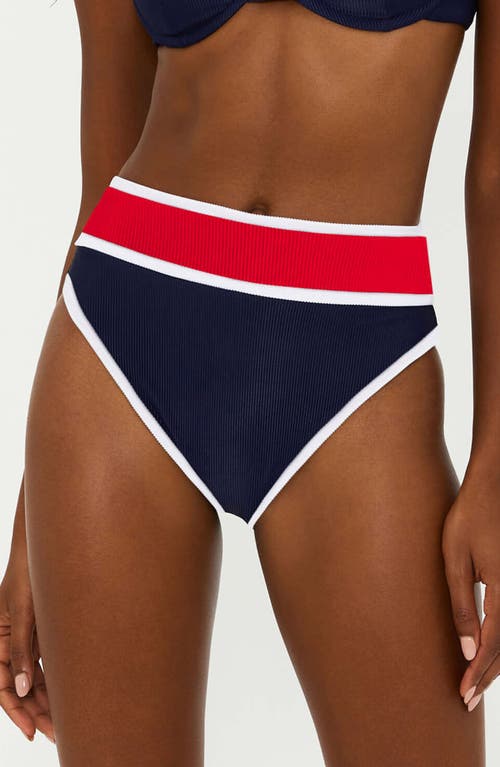 Shop Beach Riot Carlotta Colorblock High Waist Bikini Bottoms In Americana Colorblock