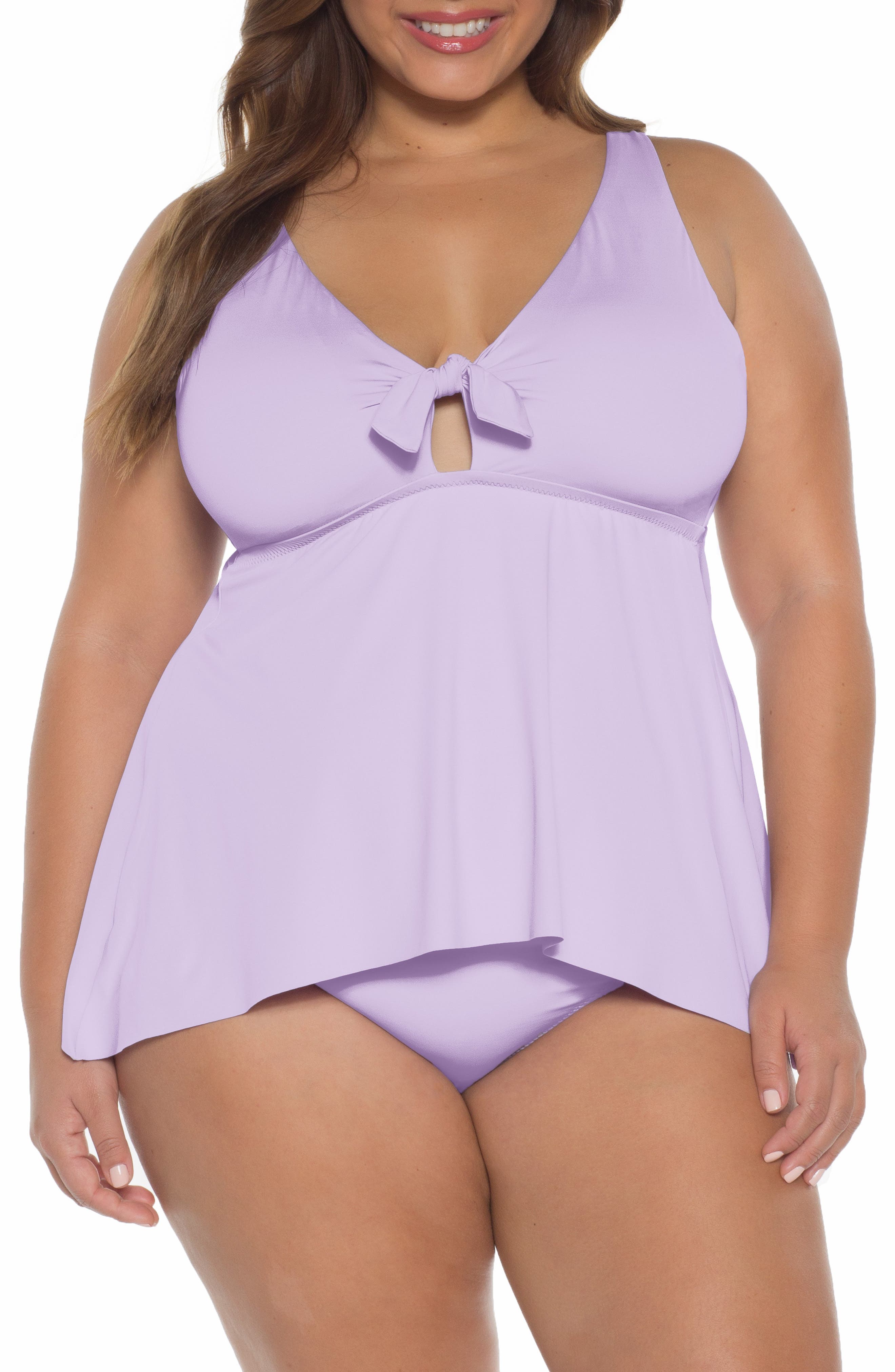 Plus Size Becca Etc. Color Code Tankini Top, Purple