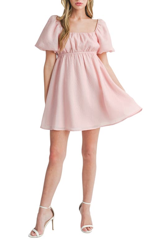 All Favor Puff Sleeve Babydoll Minidress Pink at Nordstrom,