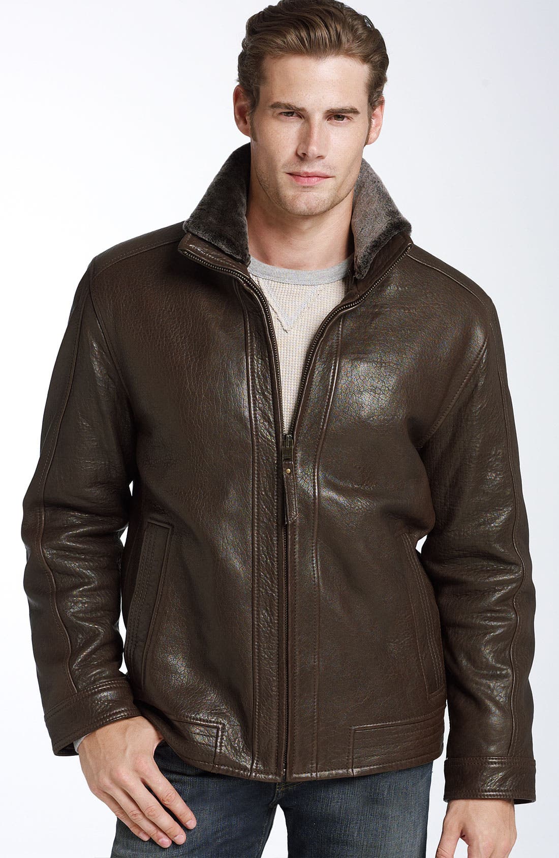 Marc New York by Andrew Marc 'Spencer' Shearling Trim Lambskin Leather Jacket Nordstrom