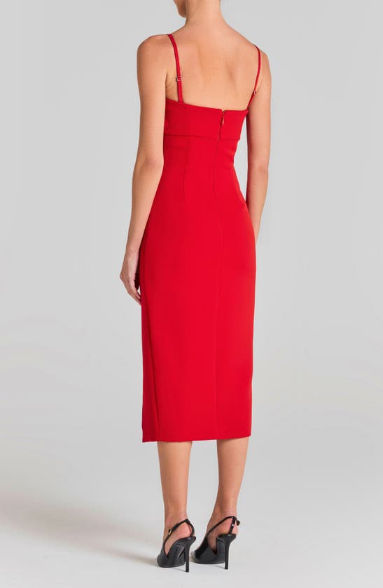 Shop Nadine Merabi Jasmine Flower Ruffle Sleeveless Midi Dress In Red