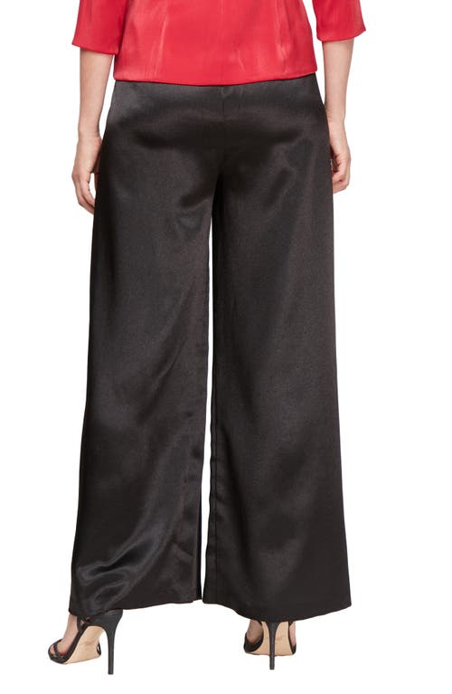 Shop Alex Evenings Wide Leg Crepe Satin Pants In Black