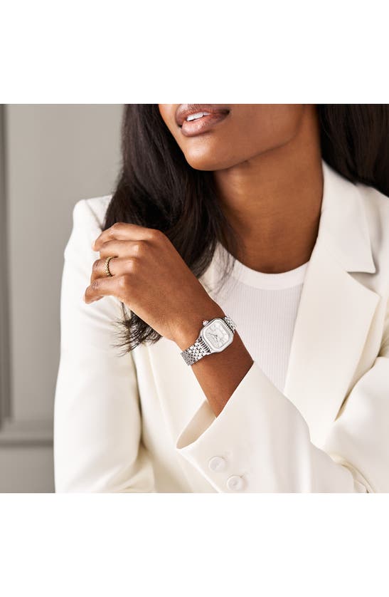 Shop Michele Meggie Diamond Dial Bracelet Watch, 29mm In Silver