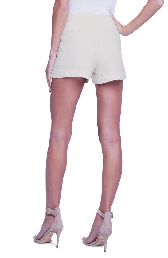 Shop L Agence Jude High Waist Linen Sailor Shorts In Oat