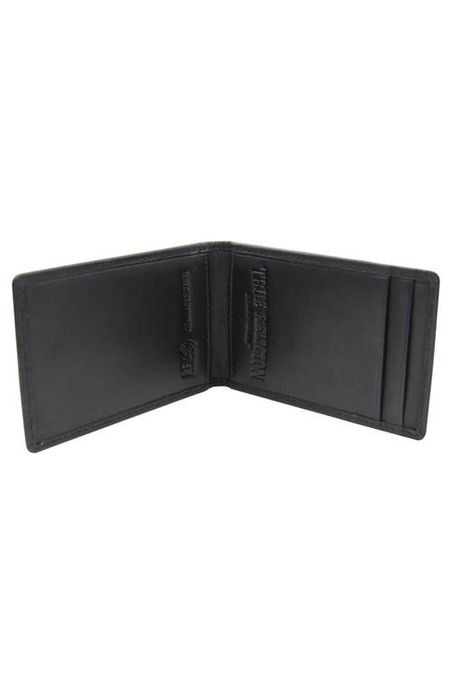 True Religion Brand Jeans Hawn Leather Bifold Wallet In Black/silver