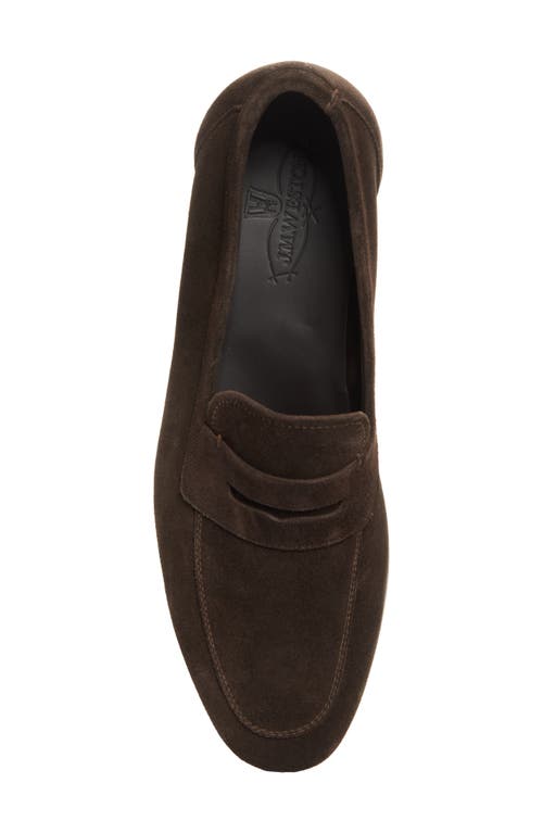 Jm Weston 180 Moccasin Suede Penny Loafers In Dark Brown