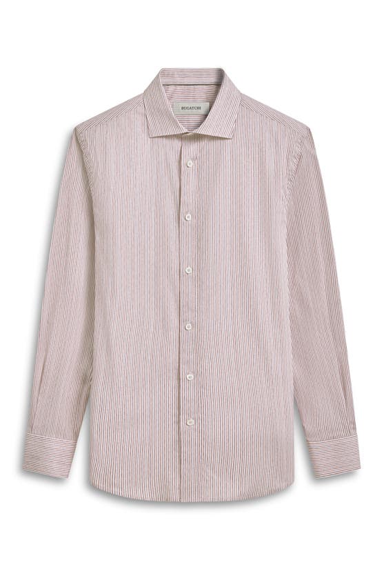 Shop Bugatchi Axel Pinstripe Stretch Button-up Shirt In Berry