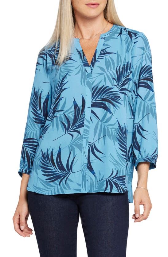 Nydj High/low Crepe Blouse In Lake Palm