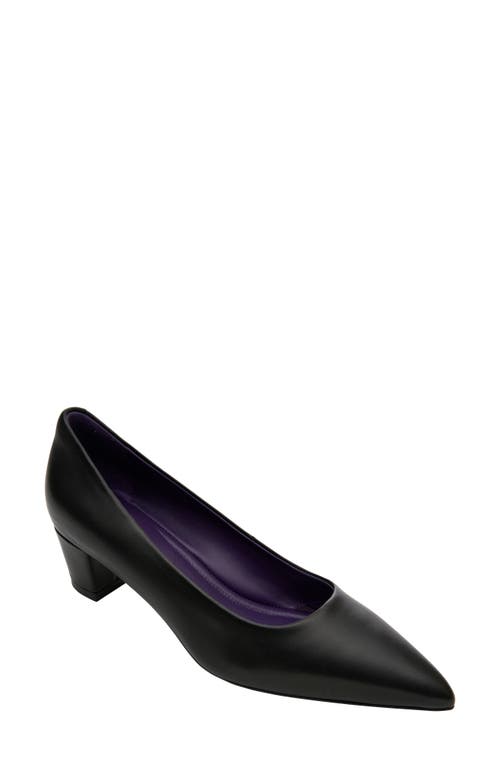 Tabia Pointed Toe Pump in Black Leather