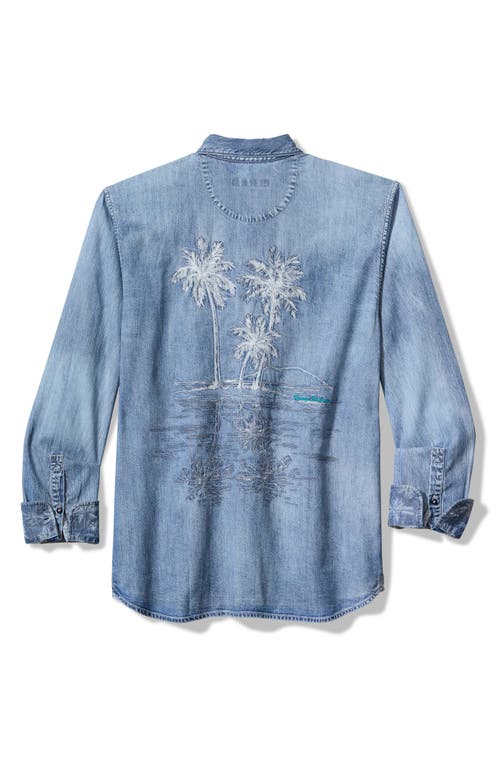 Shop Tommy Bahama Palm Reflections Chambray Shirt In Blue Jean