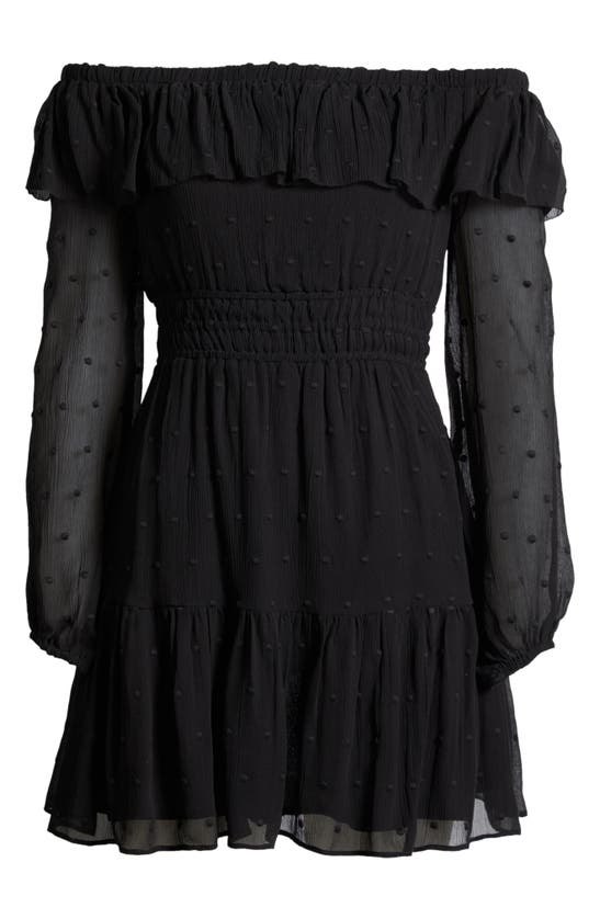 Shop Paige Seine Off The Shoulder Silk Dress In Black