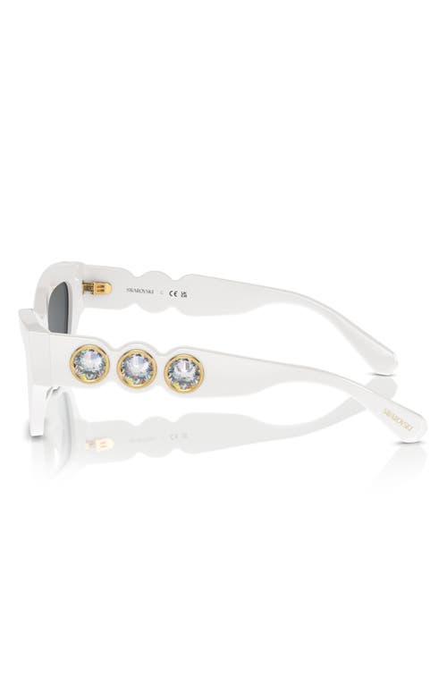 Shop Swarovski 54mm Crystal Cat Eye Sunglasses In White