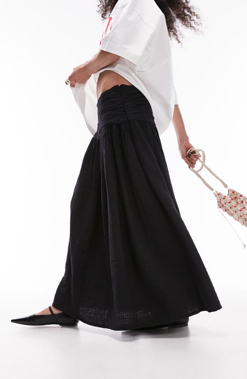 Shop Topshop Ruched Waist Maxi Skirt In Black