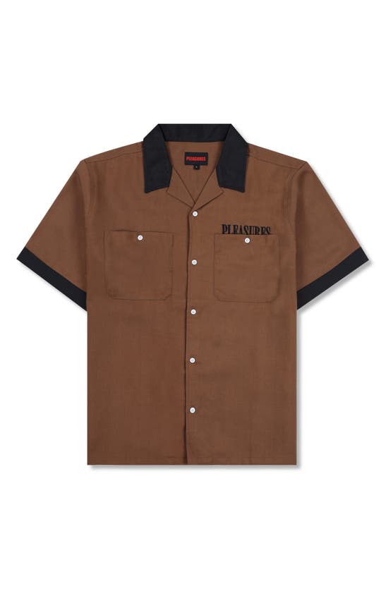Shop Pleasures Daisy Camp Shirt In Brown