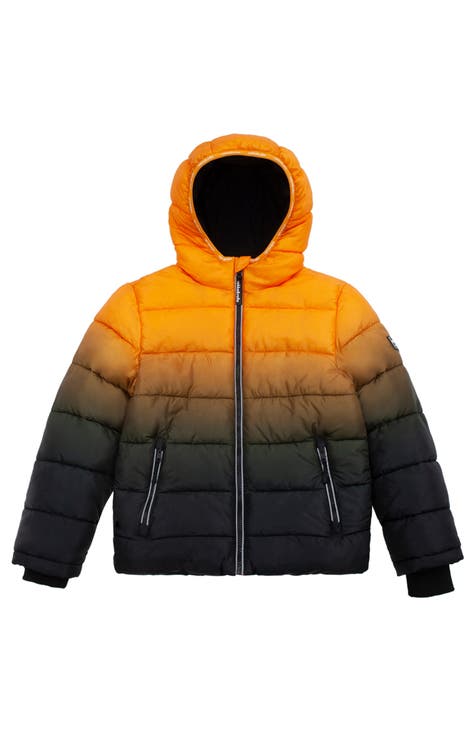 Black puffer jacket with orange lining best sale