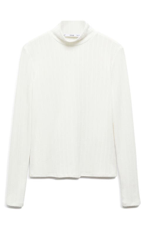 Mango Textured Mock Neck Top In White