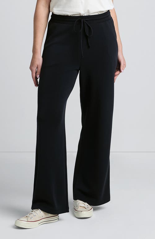 Shop Lands' End Cupro Knit Mid Rise Wide Leg Pants In Black