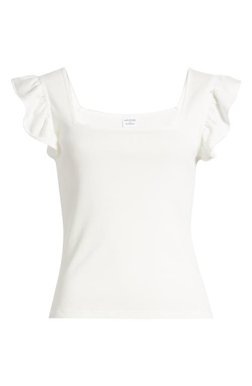 Shop Melrose And Market Ruffle Sleeve Square Neck Top In Ivory Cloud